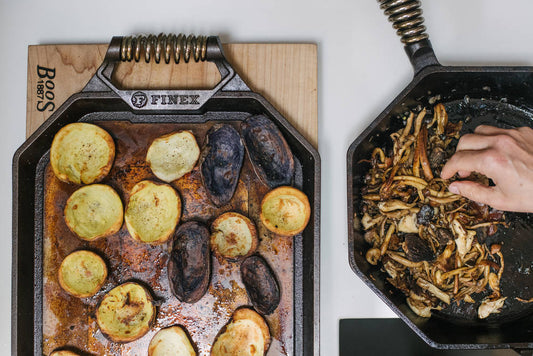 CRISPY POTATO SKINS WITH WILD MUSHROOMS, DRY JACK CHEESE AND PANCETTA