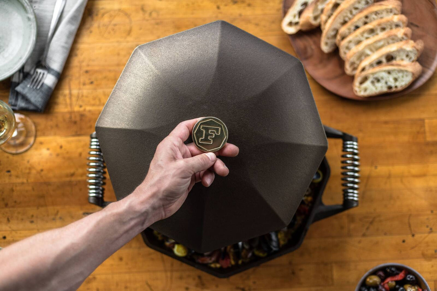 Finex 14 inch skillet cooking gumbo