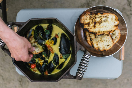 GINGER BEER COCONUT MUSSELS WITH CORN OFF THE COB